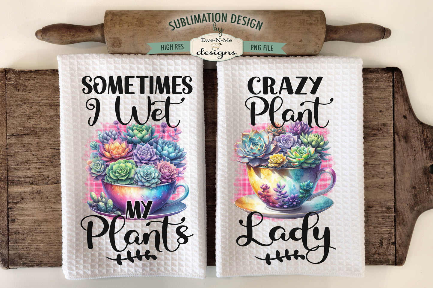 Colorful Succulents - Kitchen Towel Sublimation Designs