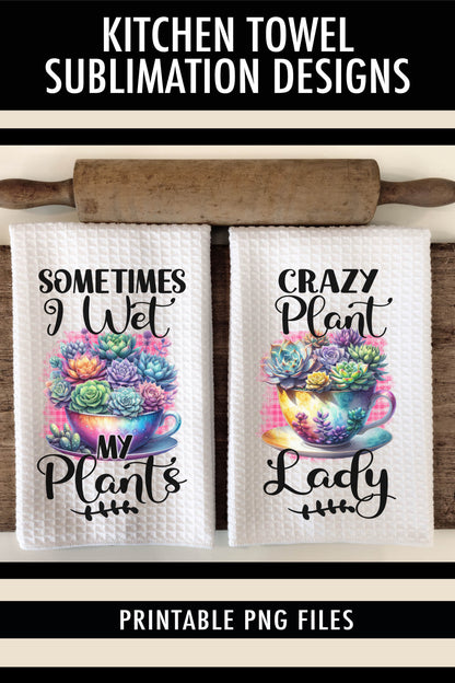 Colorful Succulents - Kitchen Towel Sublimation Designs