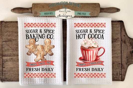 Sugar and Spice Cocoa, Baking Co - Kitchen Towel Sublimation Designs
