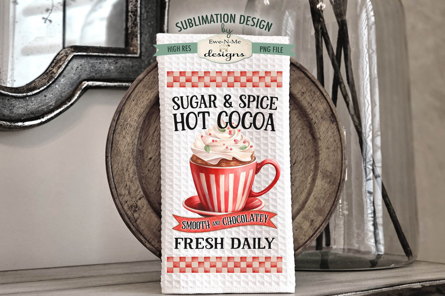 Sugar and Spice Cocoa, Baking Co - Kitchen Towel Sublimation Designs