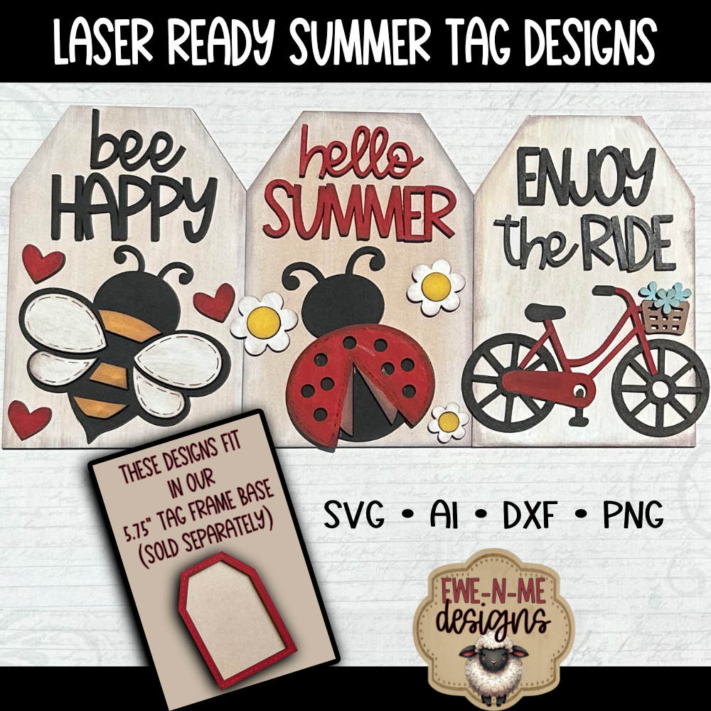 Summer Tag SVG Bundle For Interchangeable Tag Frame | Laser Cut SVG Files