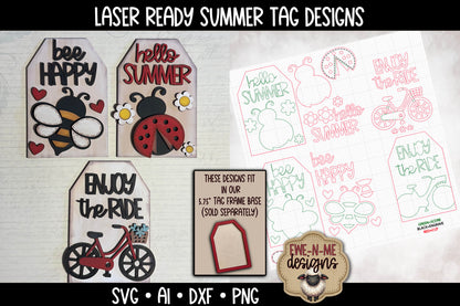 Summer Tag SVG Bundle For Interchangeable Tag Frame | Laser Cut SVG Files
