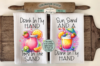 Summer Themed Towel Designs - Bundle of 16 - Kitchen Towel Sublimation Designs