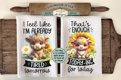 Highland Cow Designs - Bundle of 16 - Kitchen Towel Sublimation Designs