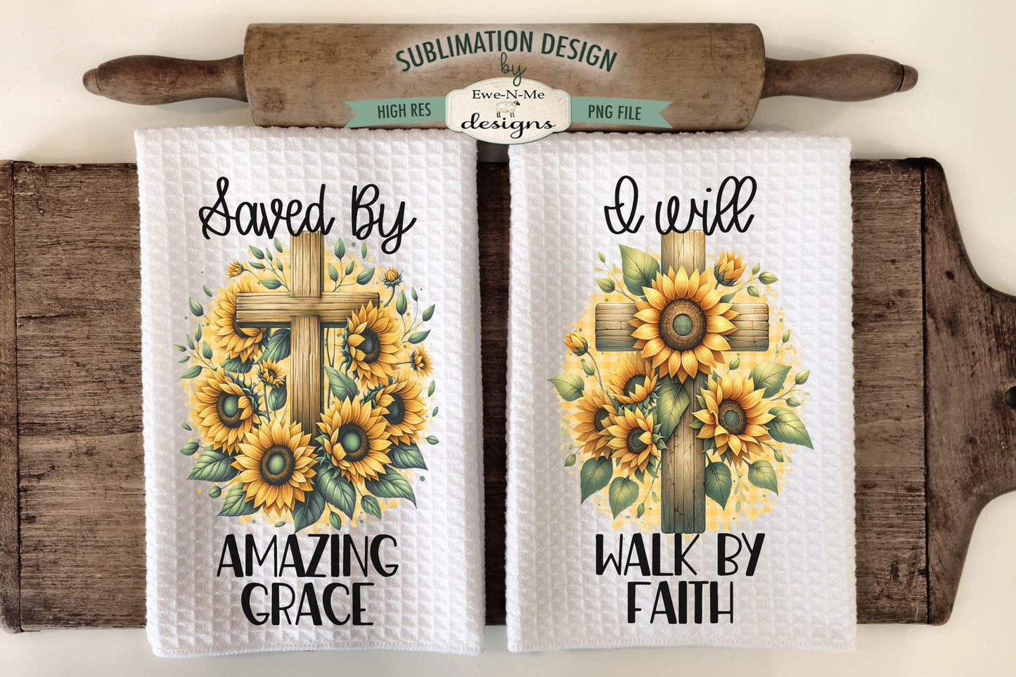 Sunflower Cross - Kitchen Towel Sublimation Designs