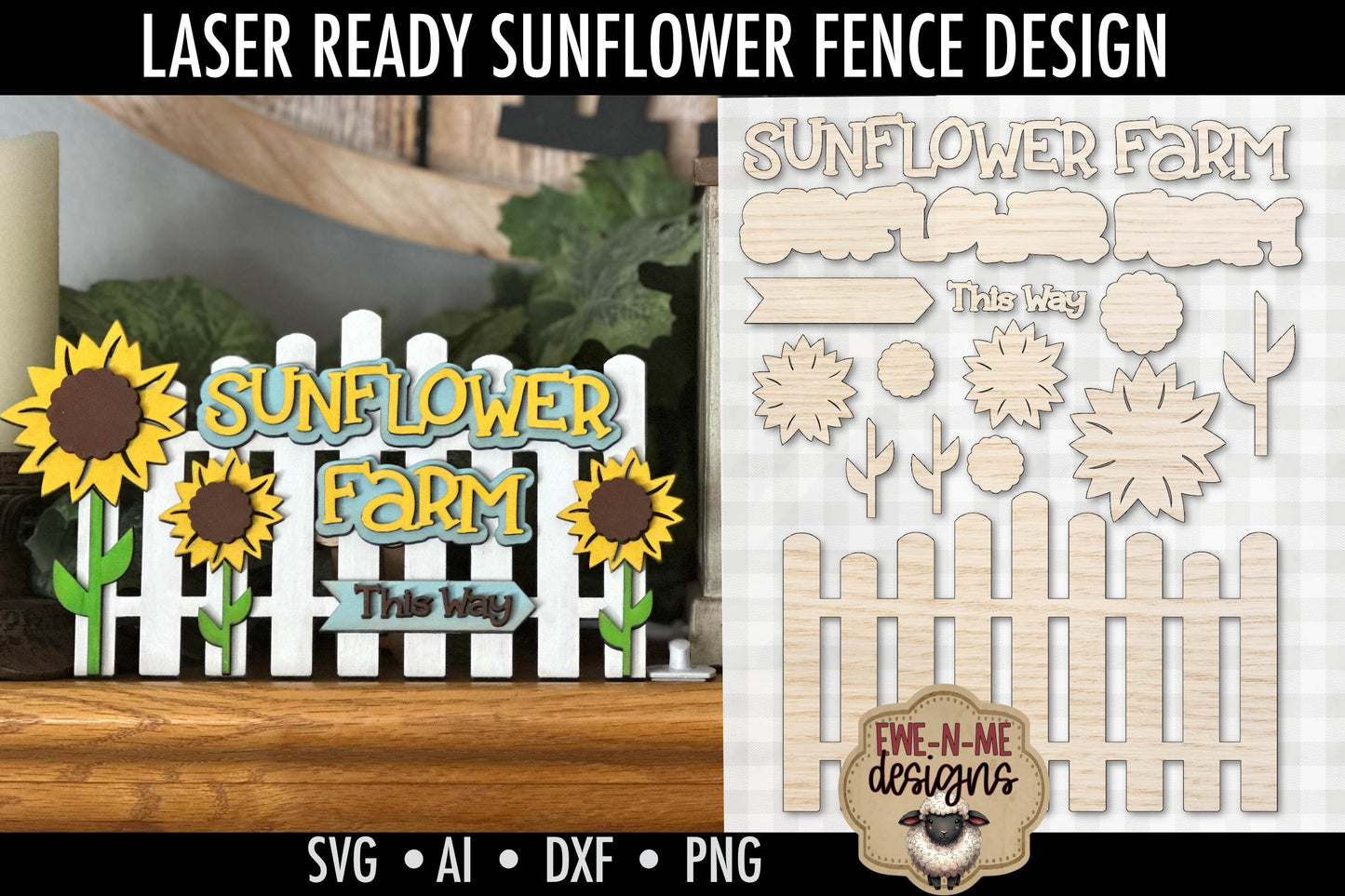 Sunflower Farm Fence - Laser Cut SVG File