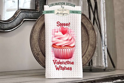 Pink Valentine Cupcakes - Kitchen Towel Sublimation Designs