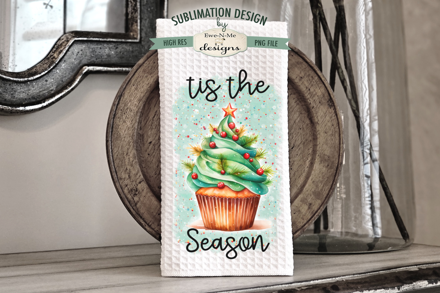 Christmas Tree Cupcakes - Kitchen Towel Sublimation Designs