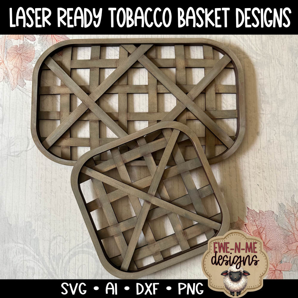 Tobacco Basket Designs Rectangle and Square - Laser Cut SVG