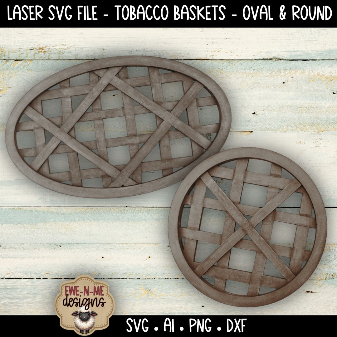 Tobacco Basket Designs Oval and Round | Laser Cut SVG File