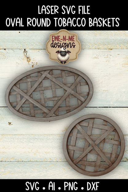 Tobacco Basket Designs Oval and Round | Laser Cut SVG File