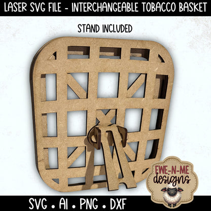 Interchangeable Tobacco Basket Frame with 3 Slide-In Designs | Laser Cut SVG File