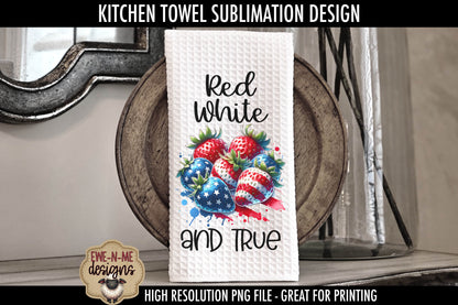 Patriotic Strawberries - Kitchen Towel Sublimation Designs