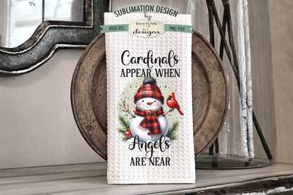 Snowman & Cardinals Red Buffalo Plaid - Kitchen Towel Sublimation Designs
