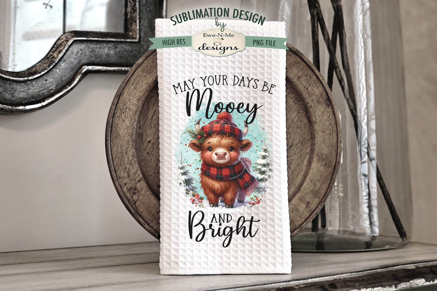 Christmas Mooey Highland Cows - Kitchen Towel Sublimation Designs