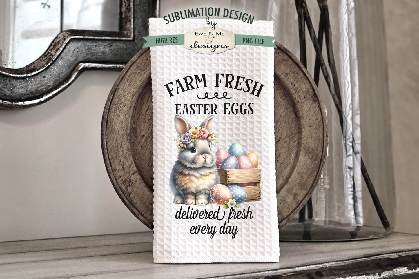 Cottontail Easter Eggs - Kitchen Towel Sublimation Designs