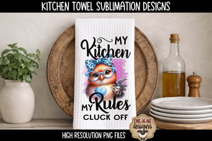 My Kitchen My Rules Sassy Cow & Chicken - Kitchen Towel Sublimation Designs
