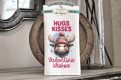 Valentine Wishes Moose - Kitchen Towel Sublimation Designs
