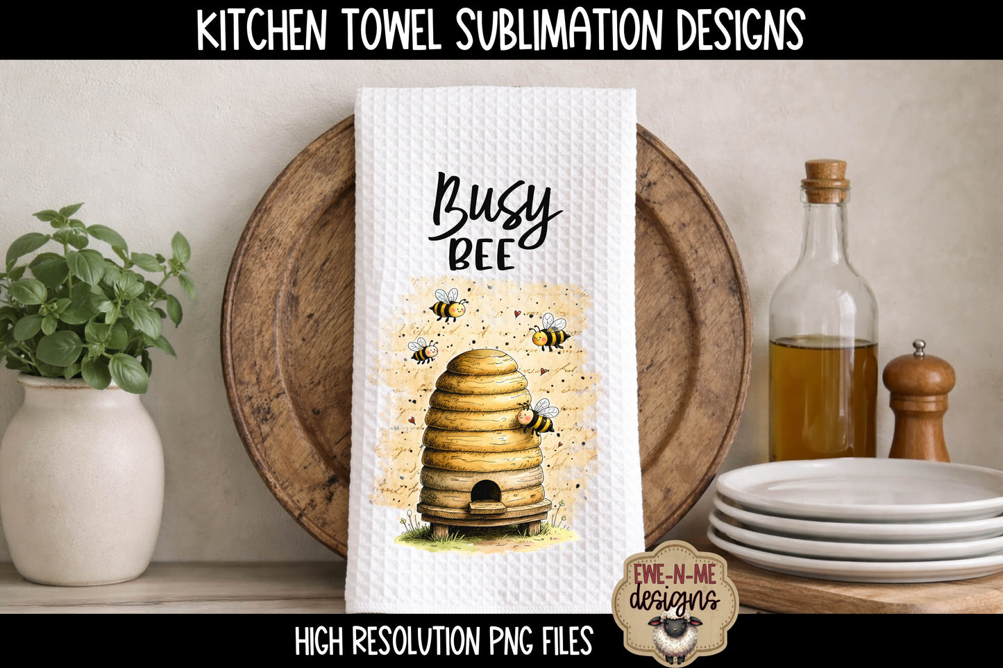 Bees and Bee Hives - Kitchen Towel Sublimation Designs