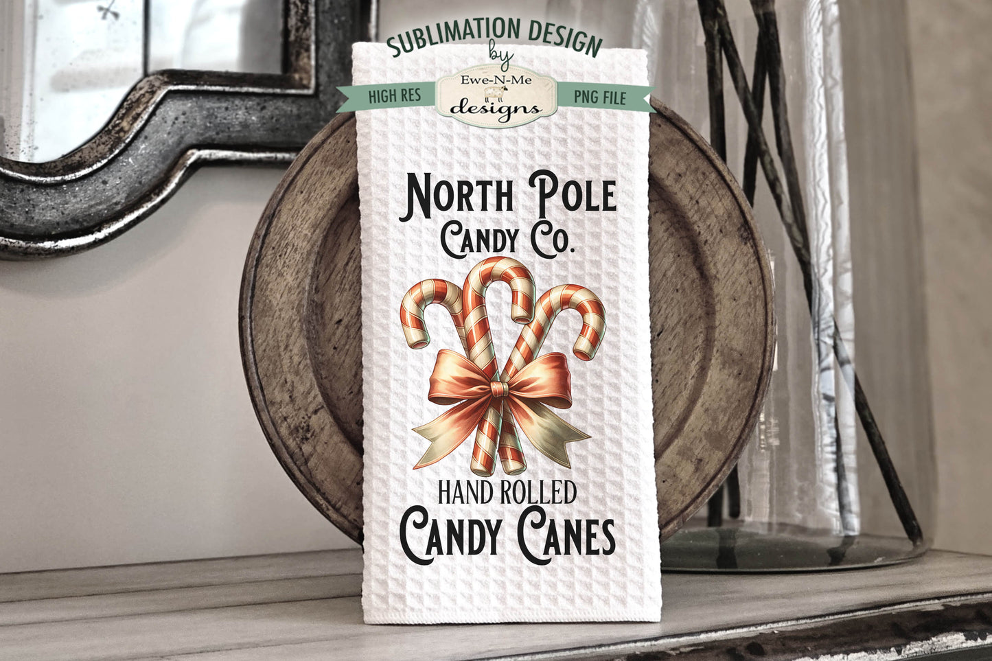 North Pole Candy Canes - Kitchen Towel Sublimation Designs