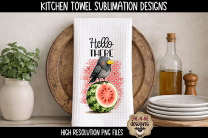 Crows and Watermelon - Hello - Kitchen Towel Sublimation Designs