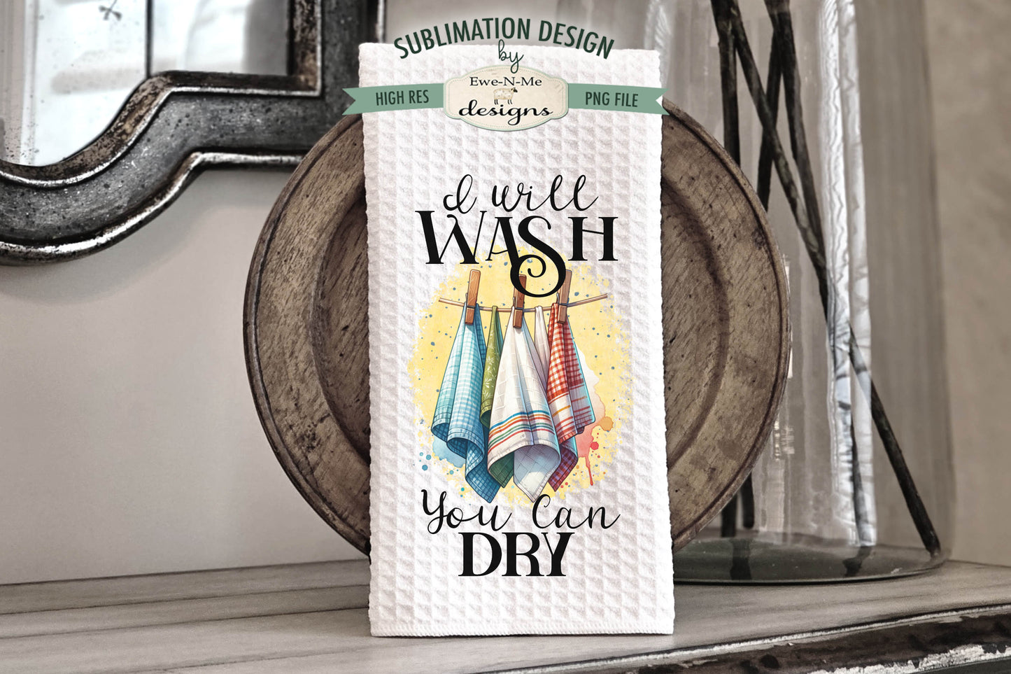 Towels on Clothesline - Kitchen Towel Sublimation Designs