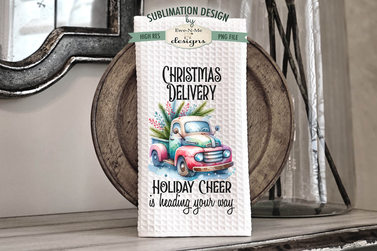 Holiday Trucks Delivery  - Kitchen Towel Sublimation Designs
