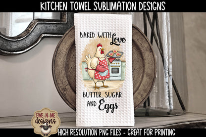 Valentine Chickens Baking Cookies - Kitchen Towel Sublimation Designs