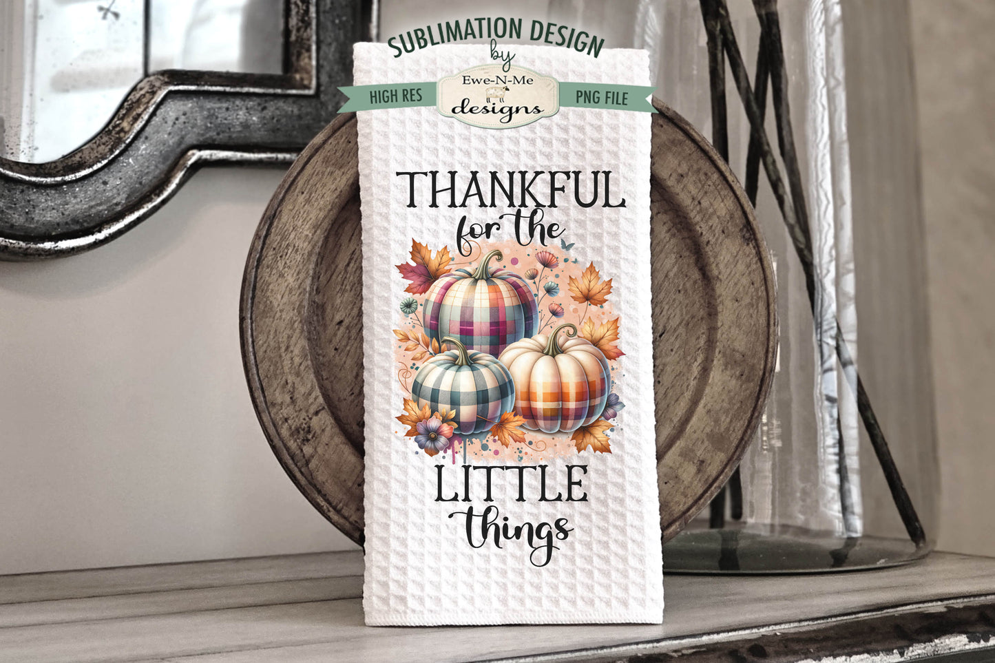 Plaid Pumpkins Fall Harvest - Kitchen Towel Sublimation Designs