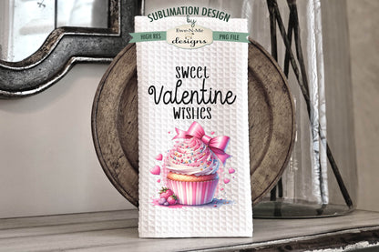 Valentine Cupcakes Hugs Kisses - Kitchen Towel Sublimation Designs
