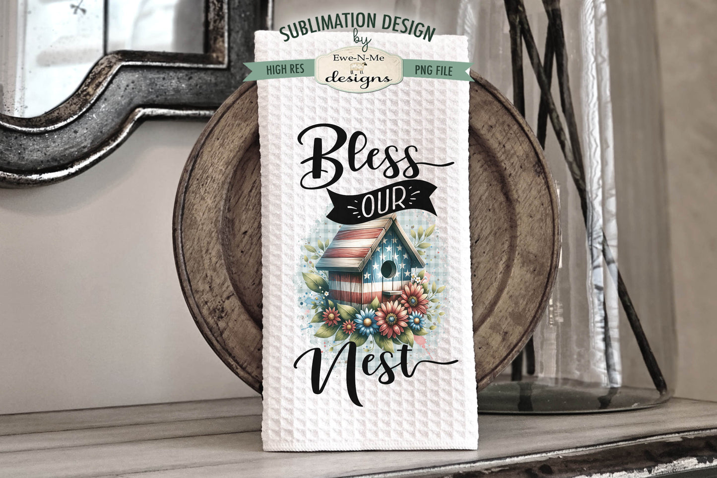 Patriotic Bird Houses - Kitchen Towel Sublimation Designs