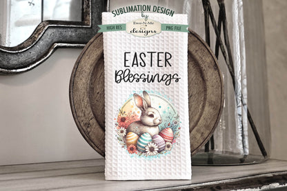 Easter Blessings Bunny with Eggs - Kitchen Towel Sublimation Designs