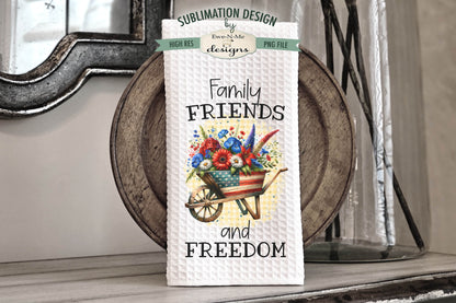 Patriotic Flowers in Wheelbarrows - Kitchen Towel Sublimation Designs