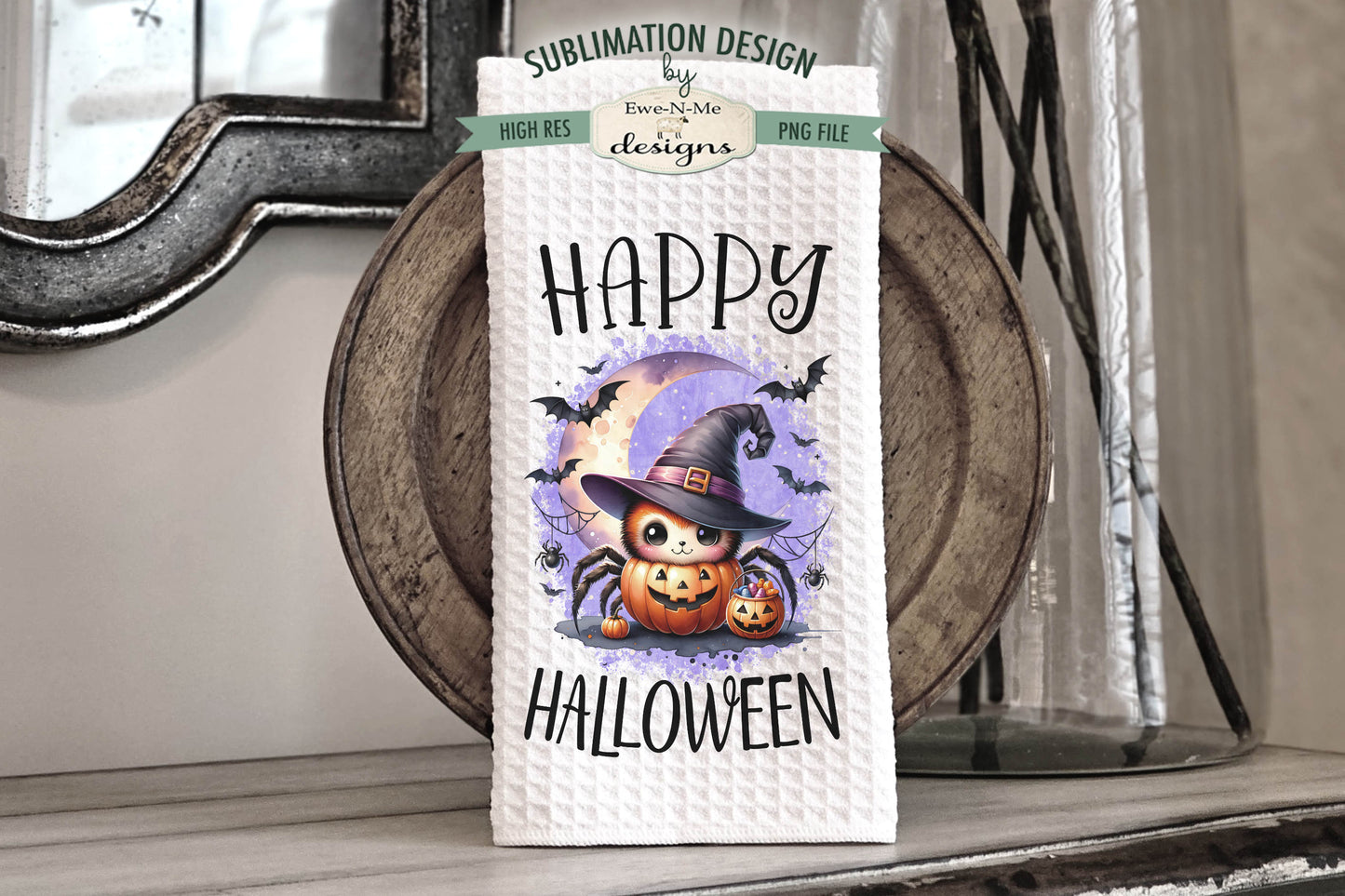 Cute Halloween Spiders - Kitchen Towel Sublimation Designs