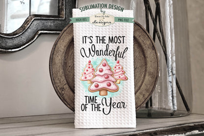 Pink Christmas Cookies - Kitchen Towel Sublimation Designs