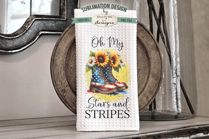 Patriotic Boots and Flowers - Kitchen Towel Sublimation Designs