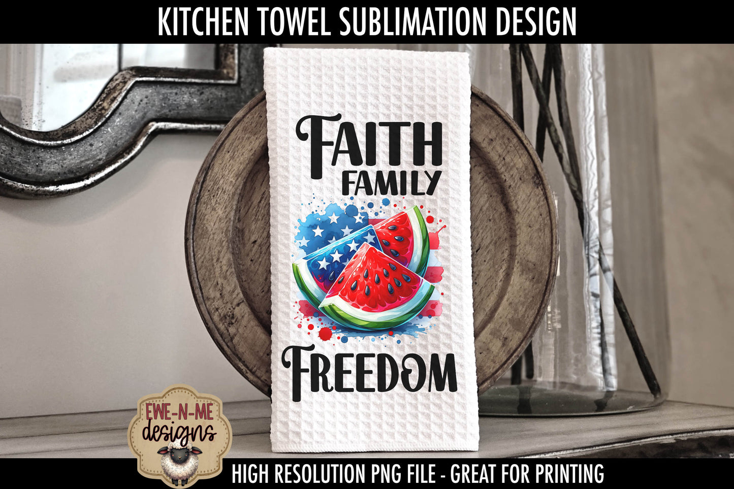Patriotic Watermelons - Kitchen Towel Sublimation Designs