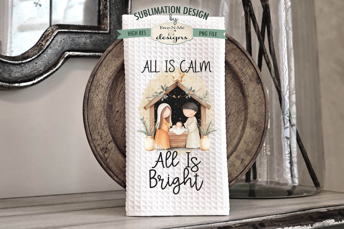 Nativity Silent Night Themed - Bundle of 5 - Kitchen Towel Sublimation Designs