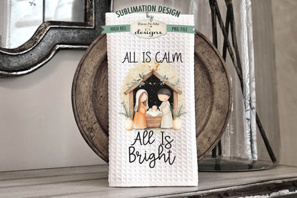 Nativity Silent Night Themed - Bundle of 5 - Kitchen Towel Sublimation Designs