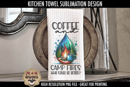 Coffee and Camping Camp Fire - Kitchen Towel Sublimation Designs