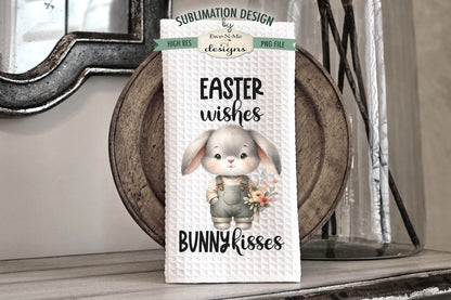 Spring Easter Bunny in Overalls - Kitchen Towel Sublimation Designs
