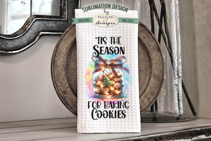 Christmas Cookies in Jar with Lights - Kitchen Towel Sublimation Designs