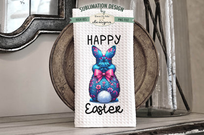 Floral Easter Bunnies with Fluffy Tail - Kitchen Towel Sublimation Designs