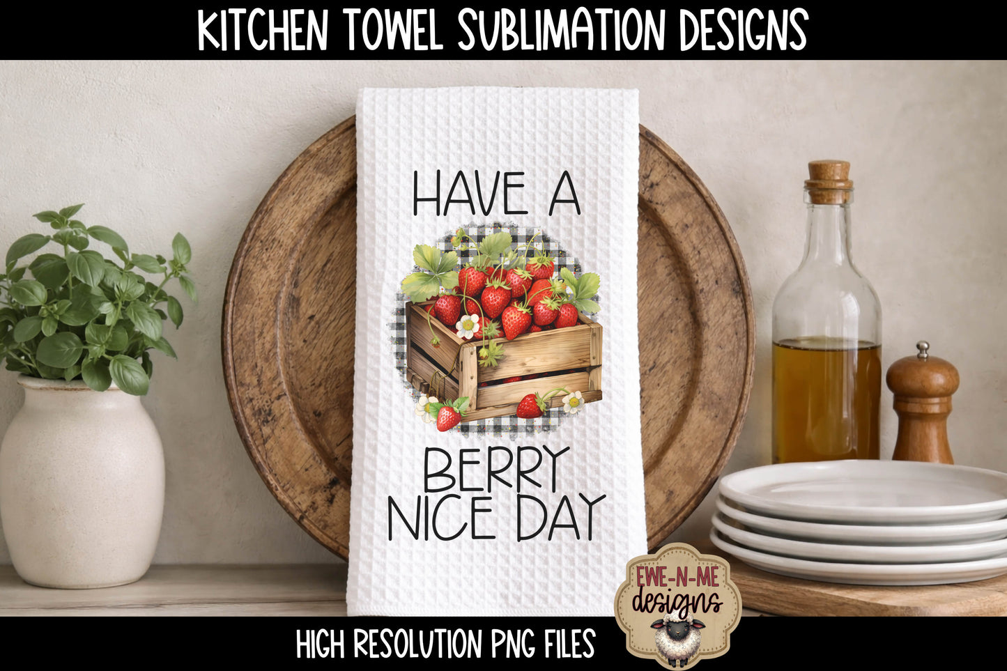 Strawberry Baskets - Kitchen Towel Sublimation Designs