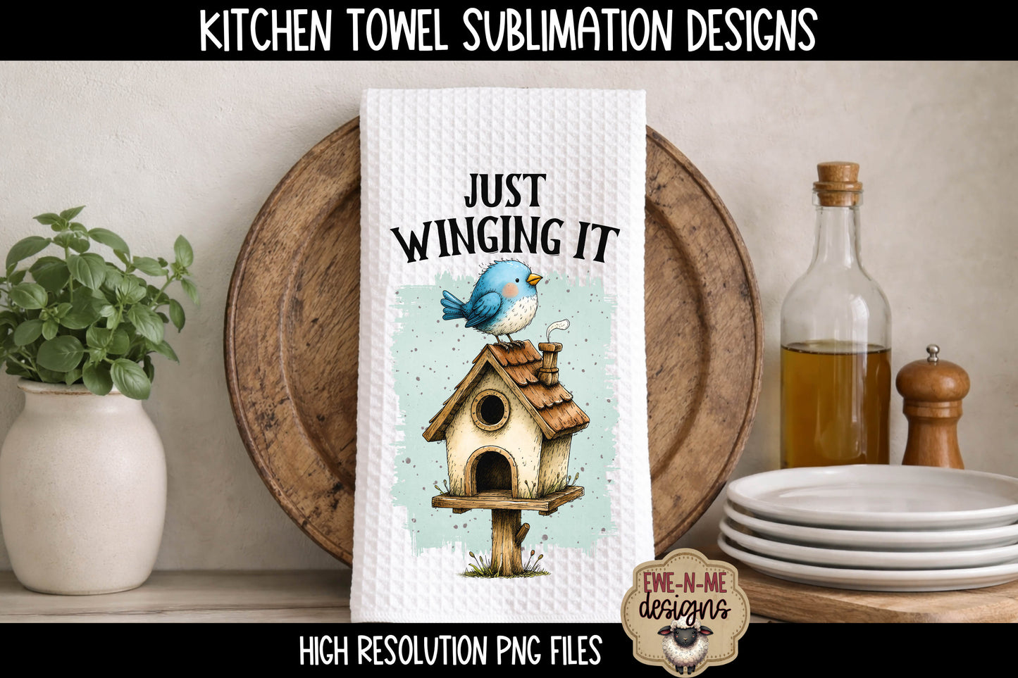 Birds and Bird Houses - Bundle of 5 - Kitchen Towel Sublimation Designs