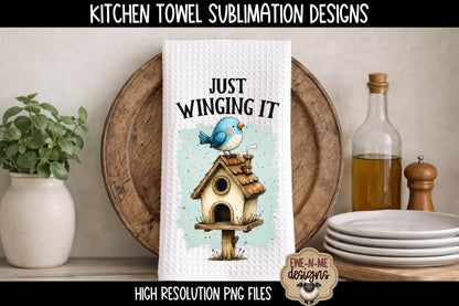 Birds and Bird Houses - Bundle of 5 - Kitchen Towel Sublimation Designs