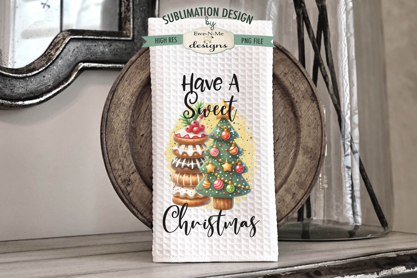 Stacked Cookies and Christmas Tree - Kitchen Towel Sublimation Designs