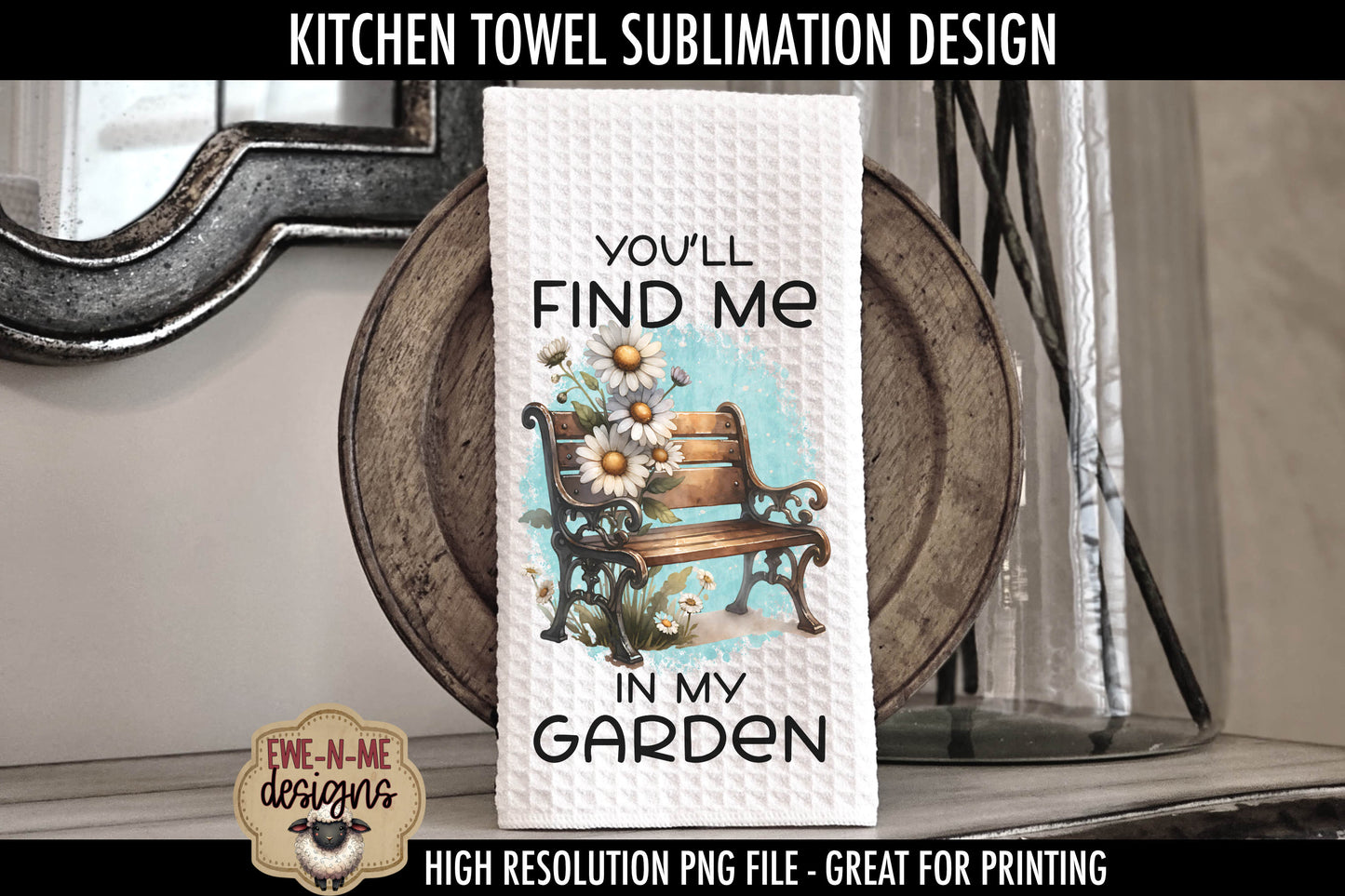 Garden Benches Daisy -  Kitchen Towel Sublimation Designs