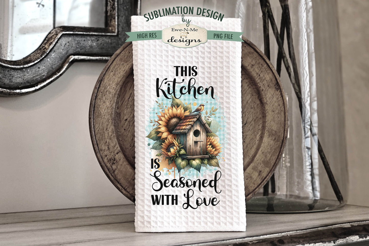 Rustic Bird Houses and Sunflowers - Kitchen Towel Sublimation Designs