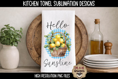 Lemon Hello Sunshine Life is Sweet - Kitchen Towel Sublimation Designs